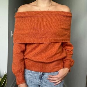 NWT Anthropologie Off The Shoulder Orange Sweater
